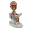 Custom Bobblehead Man on Toilet Reading Newspaper