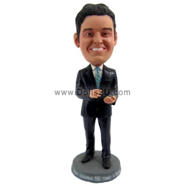 (image for) Custom Bobblehead Figure Father's Day Gifts Male Boss In Suit Holding A Cell Phone