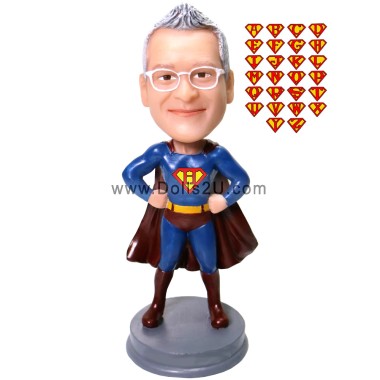 (image for) Father's Day Gifts Custom Super Dad Bobblehead In Any Color Cloak And Logo Superman Custom Bobbleheads