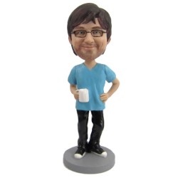Father's Day Gift Male In T-shirt Holding A Cup Of Coffee
