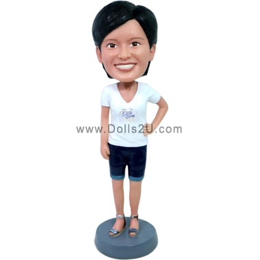 (image for) Custom Female Bobblehead With One Hand On The Hip Any Logo On The Chest