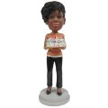 Custom Bobblehead Female Holding A Birthday Cake