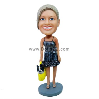 Custom Bobblehead Fashion Lady With Pet