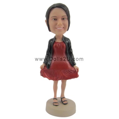  Custom Casual Lady In Dress And Jacket Bobblehead Item:13962