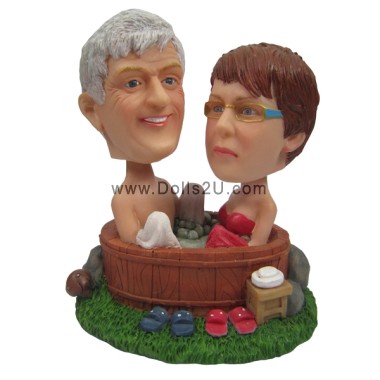  Custom Bobbleheads Couple Bathing In The Tub Anniversary Gift Item:13420