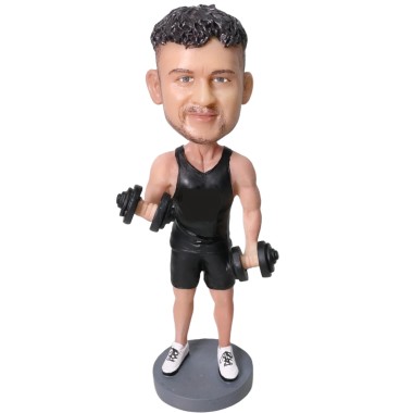 (image for) Custom Workout Bobblehead – Personalized Gym Figurine With Dumbbells For Fitness Lovers Item:510182