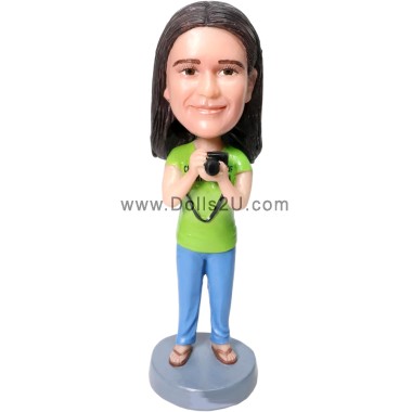 (image for) Custom Female Photographer Bobblehead