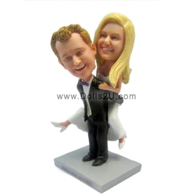 (image for) Custom Wedding Bobbleheads Cake Topper Groom Carrying Bride Anniversary Gift