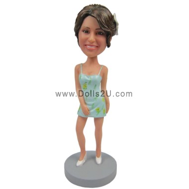  Custom Girl In Strappy Dress Bobblehead Item:13933