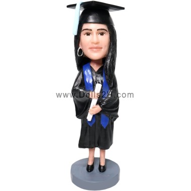 (image for) Custom Bobblehead Female Graduate Student Holding A Diploma