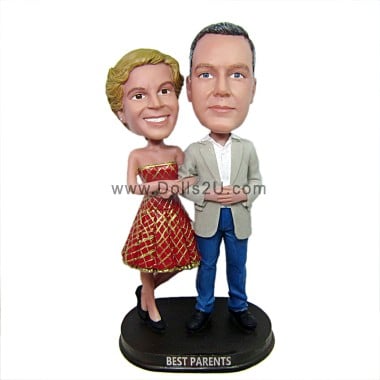 (image for) Custom Bobbleheads Couple in Suit and Dress Anniversary Gift