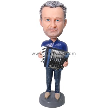  Male Accordion Player Custom Accordionist Bobblehead