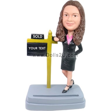 (image for) Custom Business Woman Business Card Holder Bobblehead