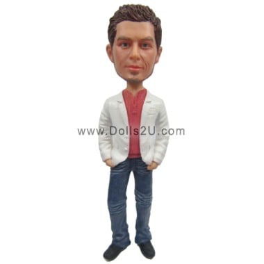  Custom Man In Jacket With Hands In Pockets Bobblehead Item:13559