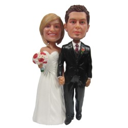 Wedding Couple Bobbleheads Cake Topper