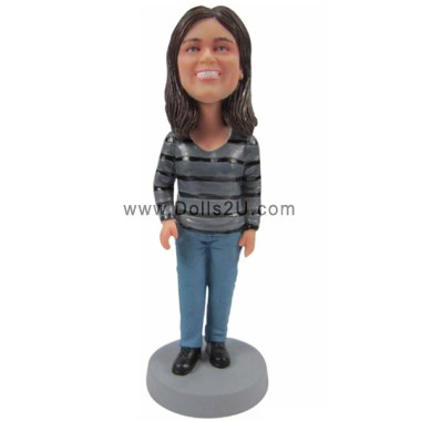 (image for) Mother's Day Gifts Custom Female Bobbleheads In Long Sleeve T-Shirt