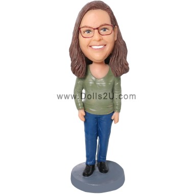 (image for) Mother's Day Gifts Custom Female Bobbleheads In Long Sleeve T-Shirt