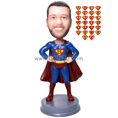 (image for) Father's Day Gifts Custom Super Dad Bobblehead In Any Color Cloak And Logo Superman Custom Bobbleheads