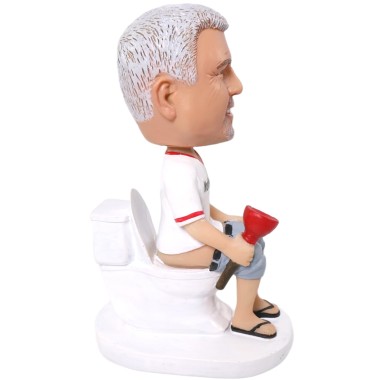 (image for) Custom Funny Bobbleheads Man on Toilet Holding A Toilet Plunger