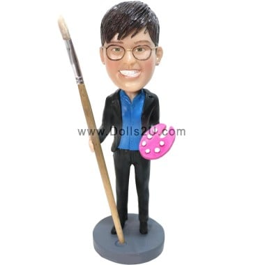  Custom Female Oil Painting Artist Bobblehead Item:723179