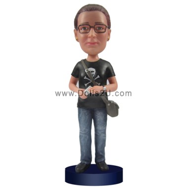 (image for) Custom Casual Male With Shoulder Bag Bobblehead