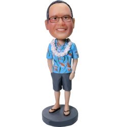 Personalized Male in Hawaiian Shirt Bobblhead
