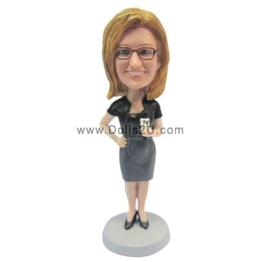 (image for) Custom Female Reporter Bobblehead