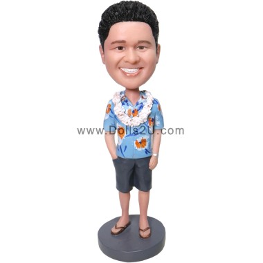 Personalized Male In Hawaiian Shirt Bobblhead Bobbleheads Gifts Sculpted from Your Photos