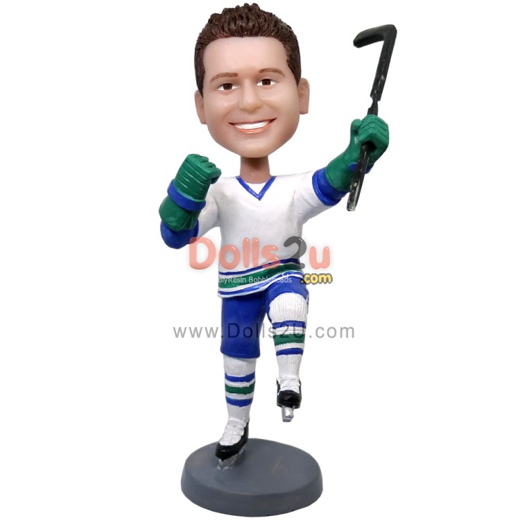 Custom Hockey Player Bobblehead Making Victory Pose 69.90 Dolls2u
