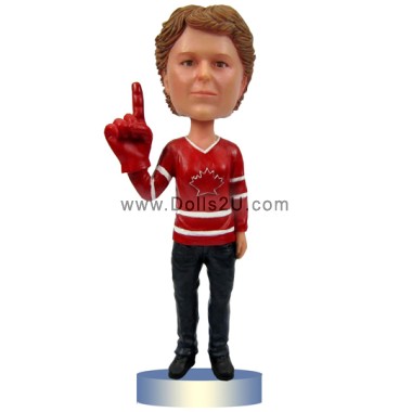 (image for) Custom Bobblehead Female Sport Fan With Foam Finger Any Team Jersey And Logo