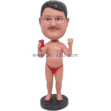 Custom Funny Bobbleheads Male Wearing Underwear Drinking Cola Or Beer
