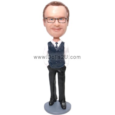 (image for) Custom Bobblehead Boss's Day Gifts Businessman With Tie And Vest