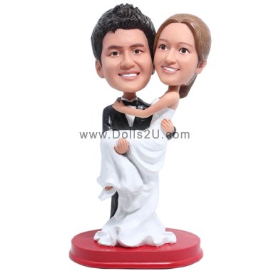 Bridegroom Holds the Bride Wedding Custom Bobbleheads
