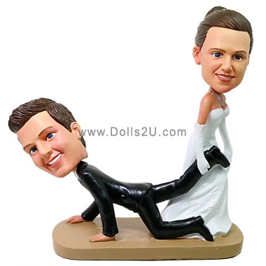  Custom Wedding Bobbleheads Cake Topper Bride Groom Wedding Reception Day Funny Bride Pulling Item:13524