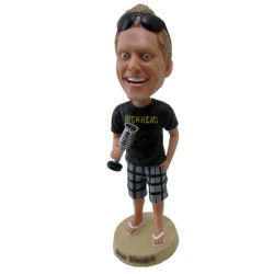(image for) Custom Male Singer Bobblehead With A Clssical Microphone