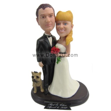 (image for) Custom Bobbleheads Couple Wedding Bobbleheds With Pet Anniversary Gifts