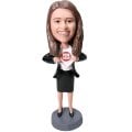 (image for) Custom Bobblehead Businesswoman Superhero With Your Logo On The Chest