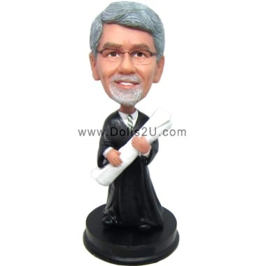 (image for) Custom Graduation Bobbleheads Male In Gown With A Diploma Graduation Gift