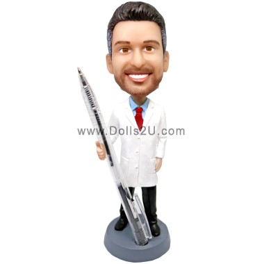 (image for) Personalized Male Doctor Bobblehead Pen Holder