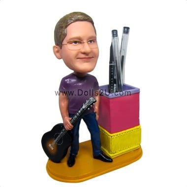 (image for) custom bobbleheads male guitar player penholder