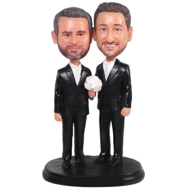 (image for) custom gay wedding bobbleheads cake toppers