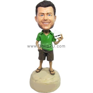  Custom Bobbleheads Male Holding Businesscard Item:75603