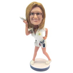 Female Nurse With Syringe Bobblehead Gift