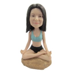 Female Cross-legged Yoga Meditation Custom Bobblehead