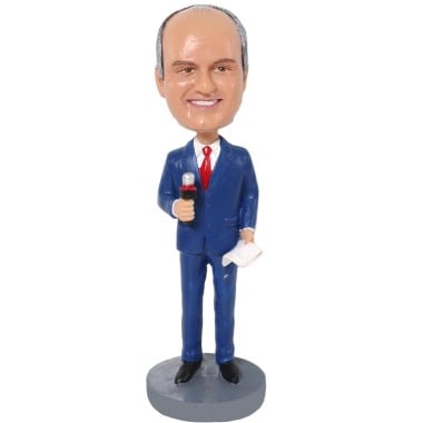 (image for) Personalized Male News Reporter Bobblehead Custom Newsmen Gift