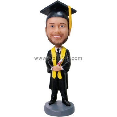 Custom Bobblehead Graduate Student Holding A Diploma