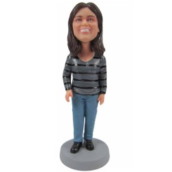 Mother's Day Gifts Custom Female Bobbleheads In Long Sleeve T-Shirt