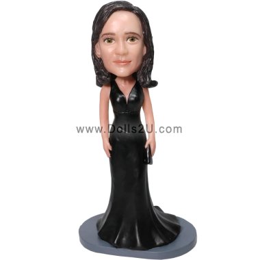 Custom Bobblehead Elegant Lady In Any Color Evening Dress