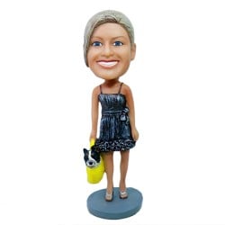  Custom Bobblehead Fashion Lady With Pet