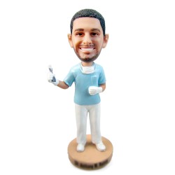 Personalized Male Dentist With Extracted Tooth Bobblehead Gift